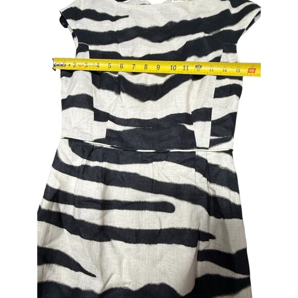 Banana Republic Black White Zebra Print Linen Dress Size 0 - Picture 6 of 8